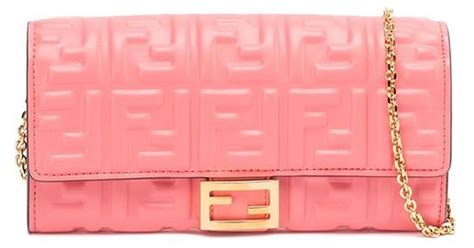 fendi chain bag pink|baguette continental wallet with chain.